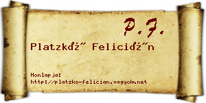Platzkó Felicián névjegykártya